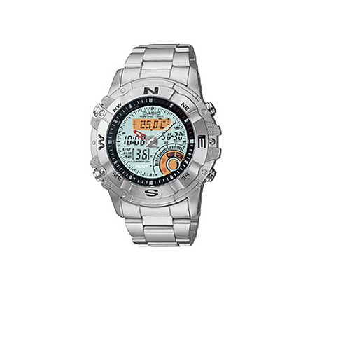 שעון אנלוגי דיגיטלי עשוי כולו פלדת אל-חלד CASIO