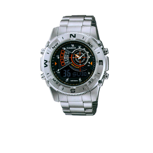 שעון אנלוגי דיגיטלי עשוי כולו פלדת אל-חלד CASIO