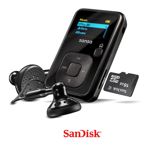 MP3 בנפח 2GB עם חריץ הרחבה עד Sansa Clip 16GB