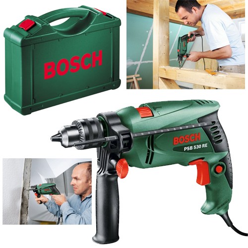 מקדחה רוטטת 530W במזוודה BOSCH PSB 530 RE