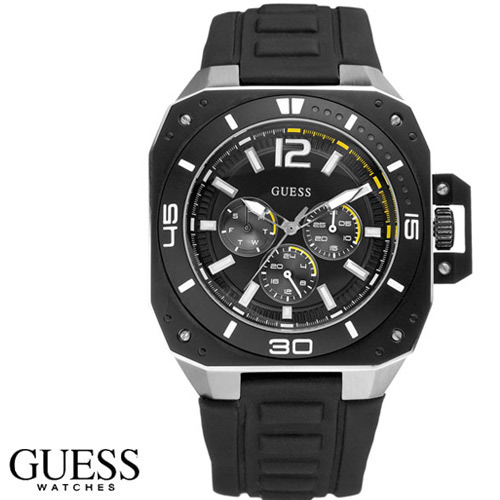שעון בעיצוב מרובע מדליק לגבר GUESS