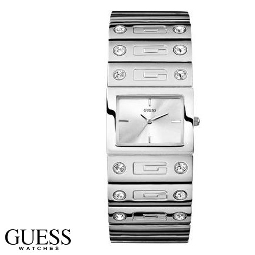 שעון צמיד פלדה כסוף משובץ קריסטלים לאישה GUESS