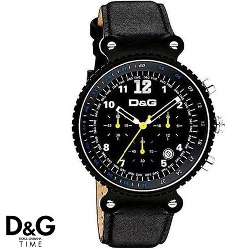 שעון כרונוגרף שחור בולט ואופנתי לגבר D&amp;G