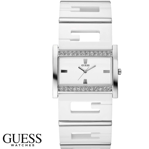 שעון מעוצב כצמיד חוליות מדליק בגימור מבריק GUESS
