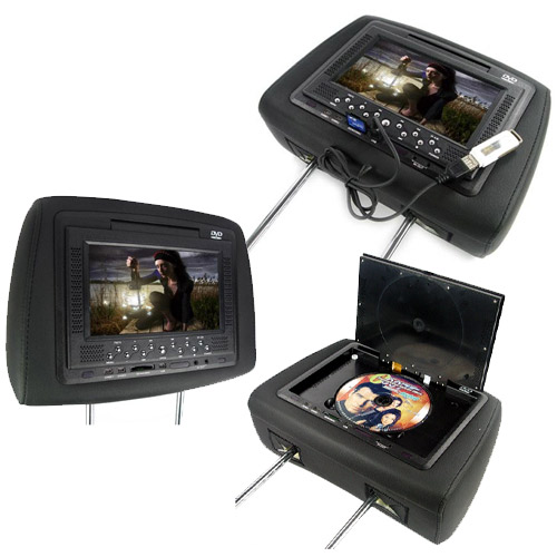 זוג מסכים במשענות ראש "7 הכולל DVD