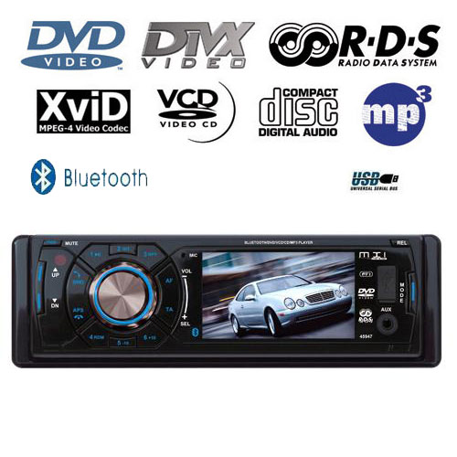 רדיו דיסק DVD DIVX לרכב + מסך "3 ודיבורית BT +של