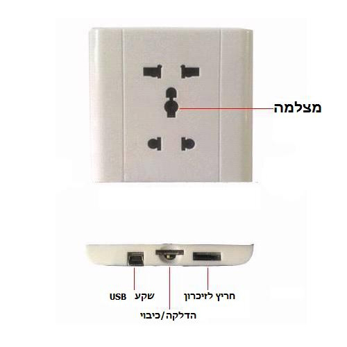 מצלמת ריגול צבעונית מוסלקת בשקע חשמל