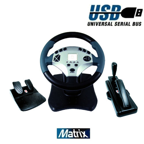 הגה מרוצים USB כולל דוושות למחשב ול-PS2 -מעודפים