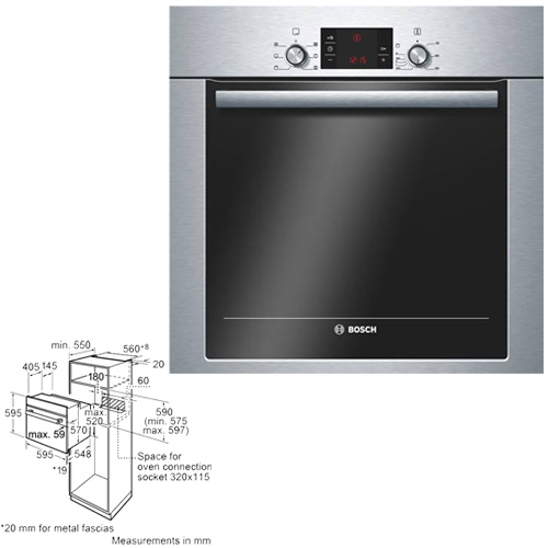 תנור אפייה בנוי 5 תוכניות נירוסטה דגם HBA23B450