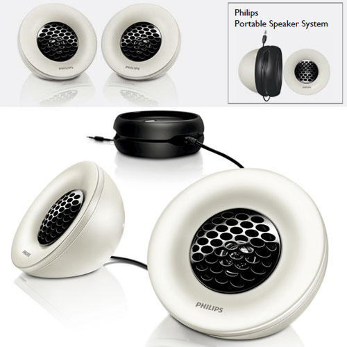 רמקולים ניידים לנגני MP עם מגבר וסוללות Philips