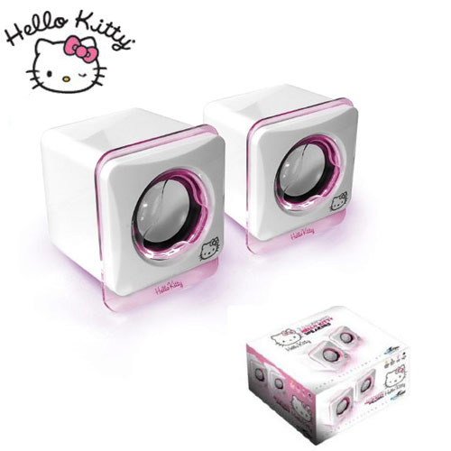 זוג רמקולים מרובעים למחשב עם תאורה HELLO KITTY