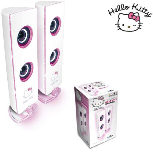 זוג רמקולים למחשב תאורת LED מרהיבה HELLO KITTY