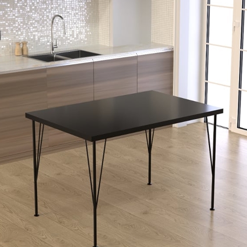 שולחן מטבח מעוצב בשילוב עץ ומתכת צבע שחור DOUBLE