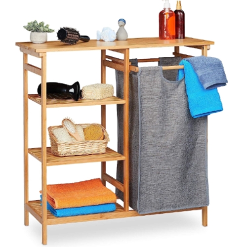 סל כביסה כולל מדפי צד מבמבוק דגם A14 מבית H.KLIEN