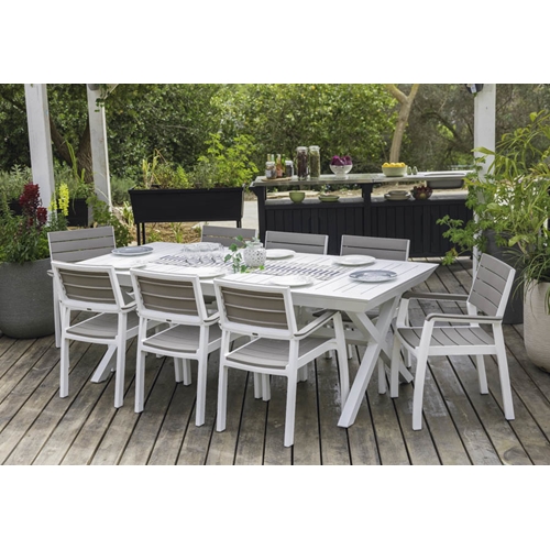 פינת אוכל דגם טולדו שולחן אלומיניום נפתח+ 8 כיסאות