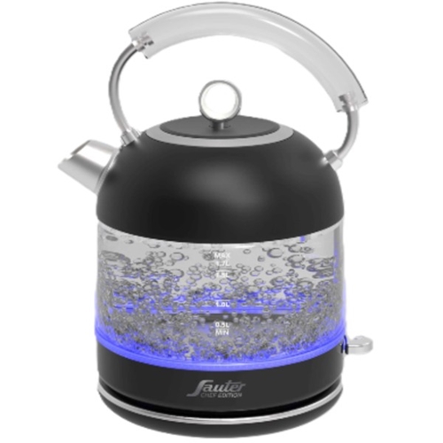 קומקום זכוכית חשמלי עיצוב רטרו SAUTER WK994B שחור