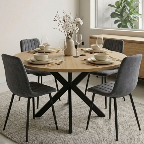 שולחן אוכל עגול + 4 כיסאות דגם ברקת Tudo Design