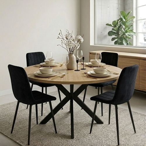 שולחן אוכל עגול + 4 כיסאות דגם ברקת Tudo Design