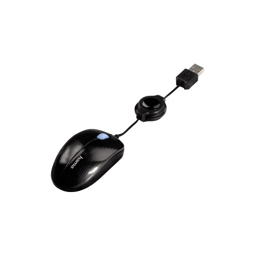 עכבר אופטי USB עם כבל ניגלל ללפטופ HAMA