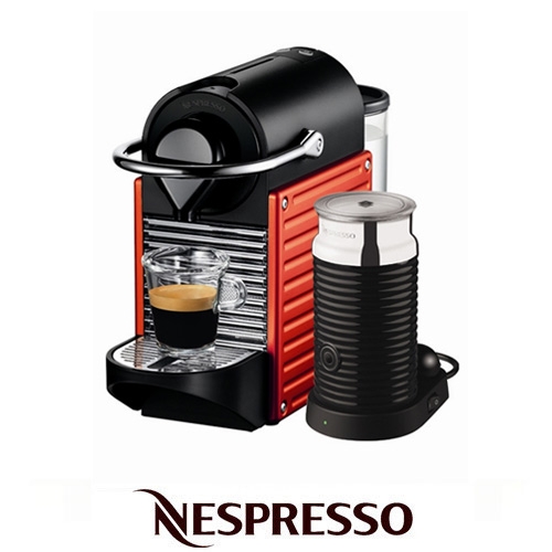 מכונת קפה  NESPRESSO עם מקציף בגימור אדום