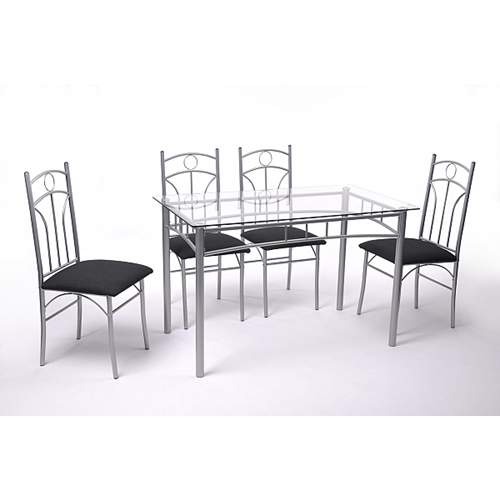 פינת אוכל יוקרתית הכוללת שולחן בעיצוב מודרני ו-4 כסאות