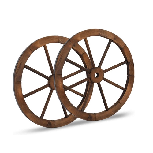 זוג גלגלי נוי מעץ קוטר 60 ס"מ לעיצוב הגינה