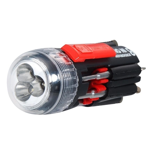 פנס לד בעל סט מובנה של מברגים מגוון סוגים וגדלים