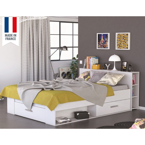 מיטה זוגית עם שפע חללי אחסון תוצרת צרפת