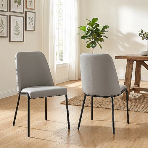 זוג כיסאות ריפוד דמוי עור אפור דגם גלעד HOME DECOR