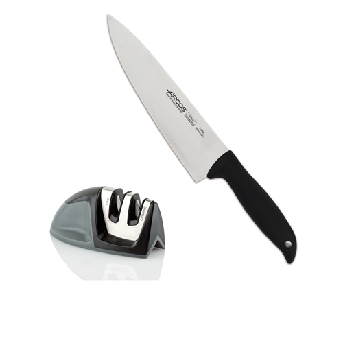 סכין שף 20 ס"מ ARCOS+משחיז 2 שלבים לסכינים