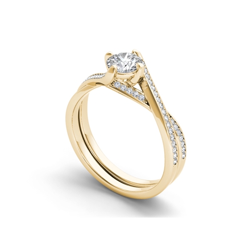 טבעת אירוסין טוויסט זהב 14K משובצת יהלומים