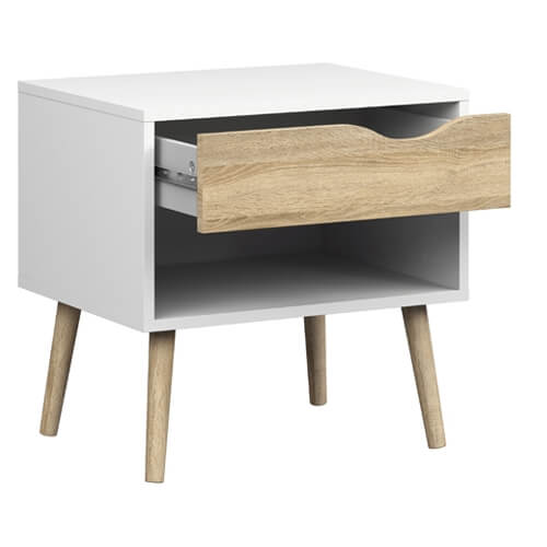 זוג שידות לילה מעוצבות בלבן משולב אלון HOME DECOR