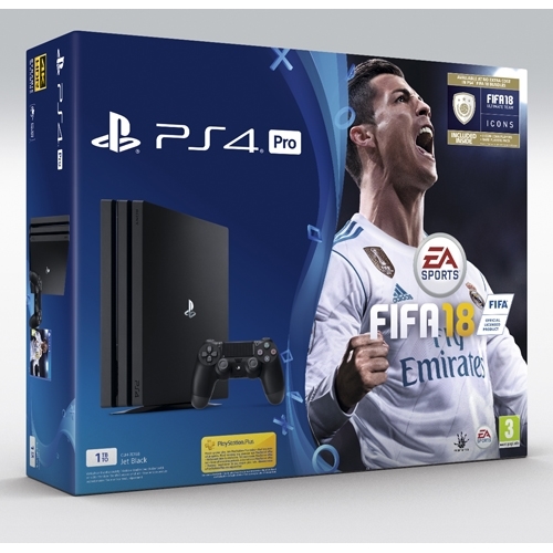 PlayStation 4 Pro 4K משחק FIFA18 ומטען זוגי מתנה