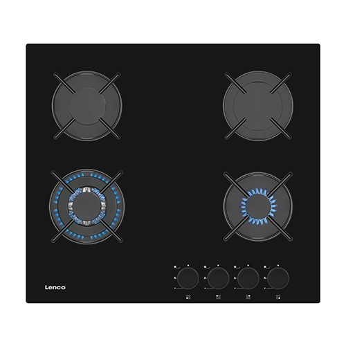 כיריים גז 60 ס"מ זכוכית שחורה LENCO LGH-6408BK