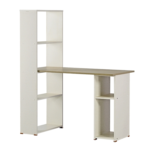 שולחן מחשב עם כוננית לקלסרים וספרים בצד