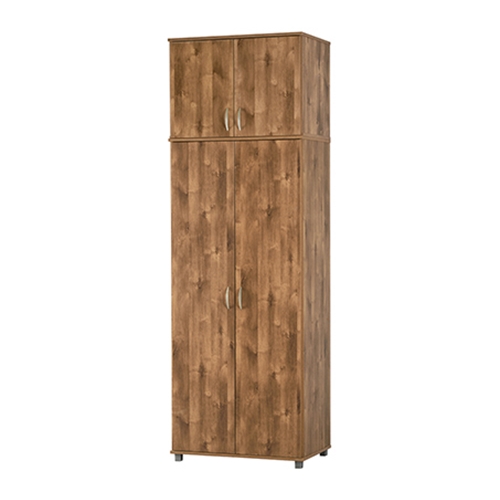 ארון 2 דלתות מרובה מדפים ותליה עם חלק עליון