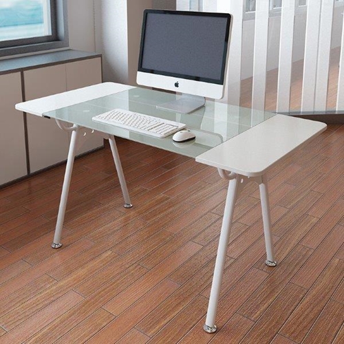 שולחן מחשב משרדי זכוכית לבנה