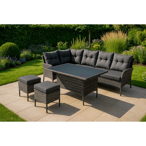 מערכת ישיבה פינתית לגינה מראטן מלבורן אפור PLAYA