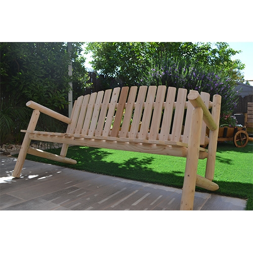 ספסל עץ לגינה במראה יחודי ומאסיבי דגם ליאל