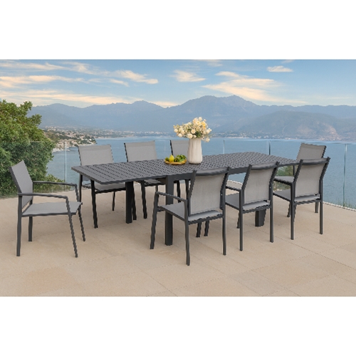 שולחן מרינו אלומיניום נפתח 2.70 אפור כהה+4 כיסאות