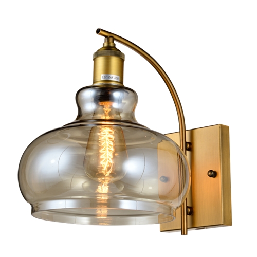 מנורת קיר פעמון מעוצבת בזכוכית ומתכת ביתילי