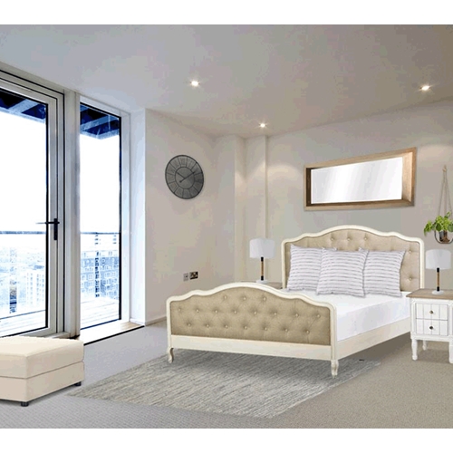 מיטה אלגנטית רומנטית ביתילי בשילוב מסגרת עץ שמנת