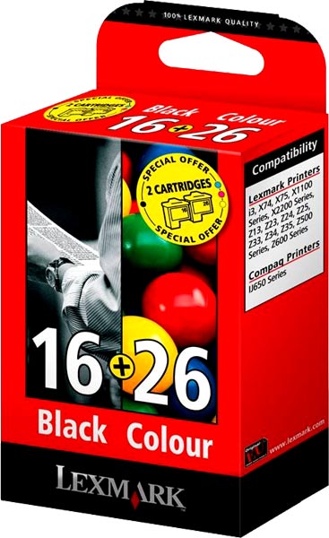 2 ראשי דיו שחור+צבעוני גבוהה LEXMARK