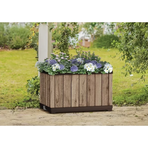 עציץ דקו מלבני דמוי עץ בגווני חום KETER