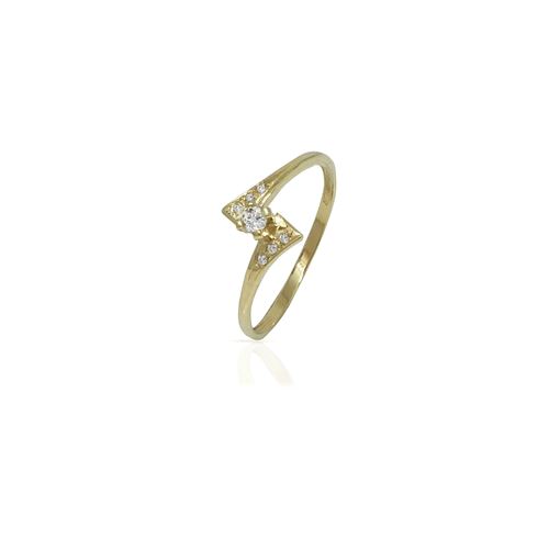 טבעת זהב עם יהלומים עדינה ויפהפיה עבודת יד 14K