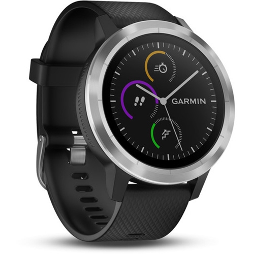 שעון חכם Vivoactive 3 בצבע שחור עם טבעת כסף Garmin