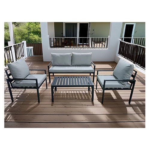 מערכת ישיבה לגינה שלדה מאלומיניום בגוון אפור