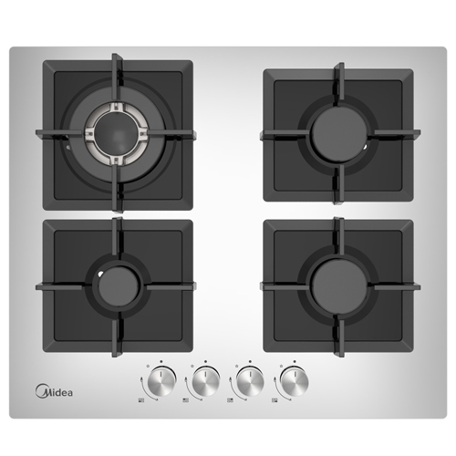 כיריים גז 4 להבות בישול בגימור כסוף/מראה MIDEA