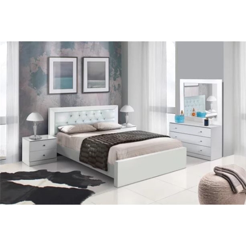 חדר שינה בשילוב של לבן מבריק דגם ספארק LEONARDO
