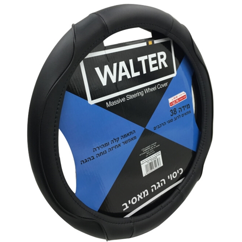 כיסוי הגה מאסיב שחור תפר שחור WALTER